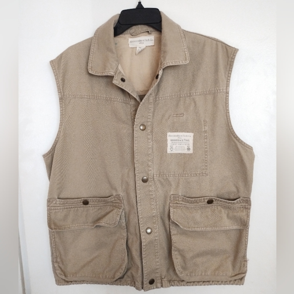 VTG Abercrombie & Fitch Vest Mens Large Adirondack Trail Forest & Stream Khaki